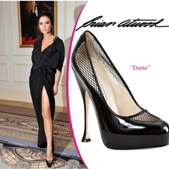Brian Atwood Shoes - Brian Atwood Patent Stiletto Heels With Mesh Detail Size 6 GUC!